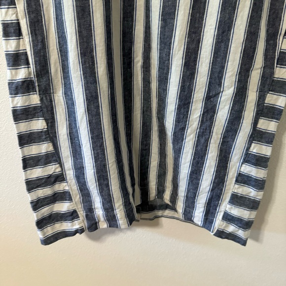 Madewell Stripe Play Button Back Linen Blend Shift Dress Blue White Pockets-XS - Picture 7 of 10